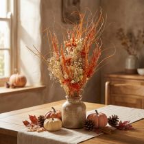 Prodotto Bouquet decorativo essiccato "Cardo e Achillea" Arancione-Naturale in Sbiancato, 55 cm, 150 g - Stile Country House