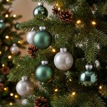 Prodotto Palline per albero di Natale in vetro verde madreperla grigio Ø5cm 24 pz