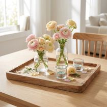 Prodotto Vassoio decorativo in legno di acacia, rettangolare, finitura naturale, 30×25 cm