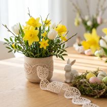 Prodotto Nastro in velluto Nastro decorativo uova di Pasqua Crema pasquale 40mm 5m