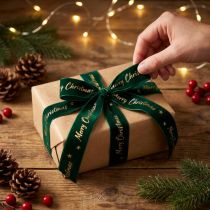 Prodotto Nastro regalo, nastro natalizio, nastro di velluto Verde Buon Natale 25mm 20m