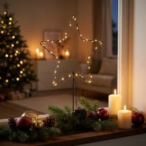 Prodotto Stella a LED con vano batterie su supporto per davanzale e tavolo, 46 cm