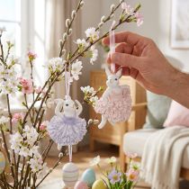 Prodotto Ciondoli a forma di coniglietto ballerina, un elemento decorativo per rami pasquali o alberi di Natale, 12 cm, 2 pezzi
