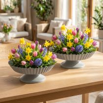 Prodotto Piatto di metallo decorativo retrò su piede Grigio Ø14cm 2pz