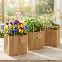 Prodotto Vaso da fiori in carta rigata con pellicola 12x12 cm 8 pz