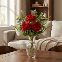 Prodotto Rose decorative artificiali rosso vivo Ø4cm L45cm 3 pezzi