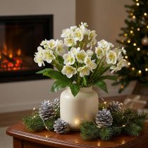Prodotto Rose di Natale bianche fiori artificiali come mazzo di 18 fiori 60 cm