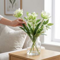 Prodotto Fiore artificiale tulipano pappagallo tulipano artificiale verde bianco 69 cm