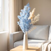 Prodotto Asparagi decorativi con piume azzurre, fiori secchi di asparagi 55-70 cm