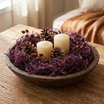 Prodotto Cotone idrofilo di gelso color melanzana, materiale decorativo naturale, flessibile e versatile, 150 g