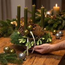 Prodotto Palline di Natale in vetro lucido, color oliva e grigio argento, 5 cm, 24 pezzi