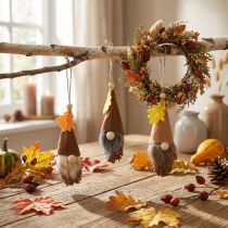 Prodotto Ciondolo gnomo cono decorazione gnomo gnomo autunnale H10cm 6 pz