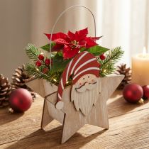 Prodotto Stella in legno gnomo rosso bianco decorazione da tavolo 15,5×6×16,5 cm