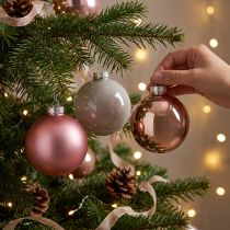 Prodotto Palline di Natale in vetro rosa grigio Ø7,5cm 14 pezzi