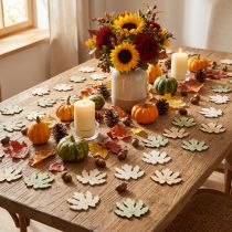 Prodotto Decorazione da tavola decorazione sparsa autunnale decorazione in legno foglia d'acero 4 cm 72 pz