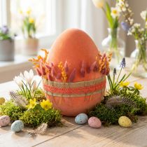 Prodotto Uovo di Pasqua decorazione uovo arancione albicocca plastica floccata 20cm