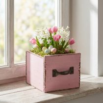 Prodotto Cassetto per piante in legno scatola decorativa per piante rosa 12,5 cm