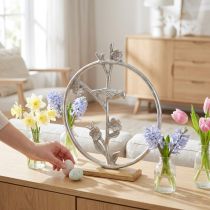 Prodotto Decorazione da tavola primavera, anello decorativo uccello deco argento H32.5cm