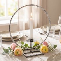 Prodotto Decor anello portacandele in metallo argento shabby chic Ø32cm