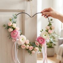Prodotto Anello in metallo a forma di cuore, decorazione sospesa in metallo, anello decorativo nero L32,5 cm 4 pezzi