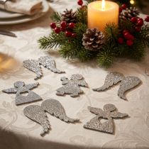 Prodotto Decorazione sparsa Decorazione angelo natalizio glitter oro H8 cm 24 pz