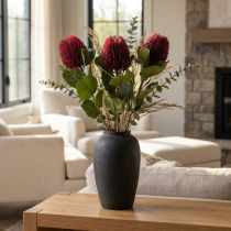 Prodotto Fiori artificiali, Banksia, Proteaceae rosso vino L58cm A6cm 3 pezzi