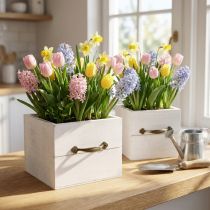 Prodotto Fioriera cassetto in legno bianco 15x15/12x12cm set di 2