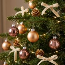 Prodotto Palline di Natale in vetro rosa albicocca mix mini Ø3cm 22 pz