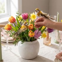 Prodotto Uccelli su filo di ferro per decorazioni primaverili, piante e fiori 10 cm 12 pezzi