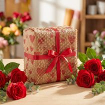 Prodotto Carta da regalo sostenibile a nido d'ape con motivo a cuore per occasioni speciali, 25 metri