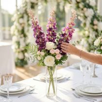 Prodotto Delphinium decorativo, fiore artificiale per eleganti accenti floreali, 79 cm, 3 pezzi
