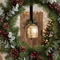 Prodotto Campanello vintage in oro con nastro di velluto nero, altezza 15 cm