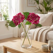 Prodotto Foglie di fiori artificiali con ramo rosa di ortensie 43 cm 2 pezzi