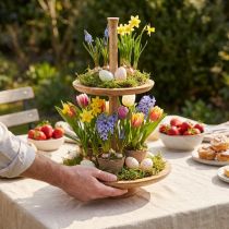 Prodotto Alzata per torta decorazione in legno a 2 piani tonda naturale Ø31/20cm H45cm