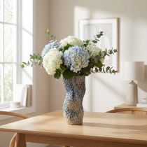 Prodotto Vaso decorativo corallo in ceramica blu beige curvo H20cm