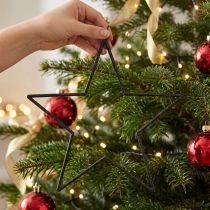 Prodotto Grandi stelle pendenti nere glitterate, Ø24cm, decorazioni natalizie e per feste, set da 6