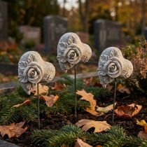 Prodotto Lapide a forma di cuore, lapide commemorativa a forma di rosa, pietra fusa, 5,5 cm, 6 pezzi