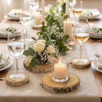 Prodotto Fette rotonde di betulla Ø11-13cm, 12 pezzi - Decorazione perfetta per matrimoni, artigianato, decorazioni da tavola