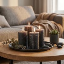 Prodotto Candele in tinta unita Candele a colonna antracite 60×80mm 4pz