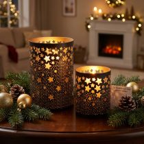 Prodotto Portacandele stelle in metallo nero/oro H10/15 cm set da 2