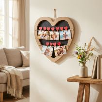 Prodotto Decorazione da parete cuore portafoto portamemo 10 clips 30cm