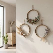 Prodotto Anello decorativo in iuta Ø30cm in stile scandinavo per appendere, ghirlanda da parete, ghirlanda da porta, set da 3