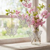 Prodotto Decorazione farfalla da appendere decorazione vintage in metallo bianco 15×12 cm 3 pz