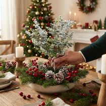 Prodotto Ramo di eucalipto artificiale innevato ramo decorativo eucalipto Natale 48 cm