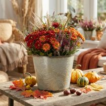 Prodotto Vaso per piante, decorazione autunnale, vaso in metallo con foglie dorate Ø25,5 cm H22 cm