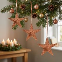 Prodotto Stella decorativa da appendere, decorazione dell'Avvento, pendenti in metallo color rame 12×13cm 3pz