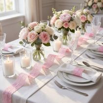 Prodotto Nastro di pizzo Decorazioni regalo Decorazioni per la tavola di nozze Rosa W35mm L20m