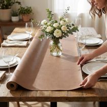 Prodotto Runner da tavolo in ecopelle tessuto decorativo marrone pelle 33 cm×1,35 m