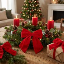 Prodotto Fiocco decorativo rosso per Natale, 28 cm, 3 pezzi