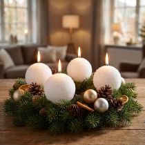 Prodotto Candele magiche invernali effetto palla di neve bianca Ø10cm Set di 4 per decorazioni festive